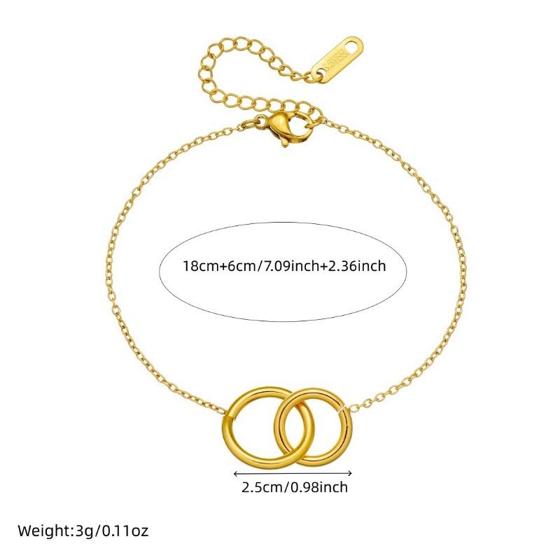 Gold Interlocking Circle Bracelet for Women