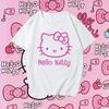 2026 new Summer HelloKitty Cute Print Tee Casual Short Sleeve Cotton Tops for Adults Kids Sweet Kawaii Style Daily Outfit