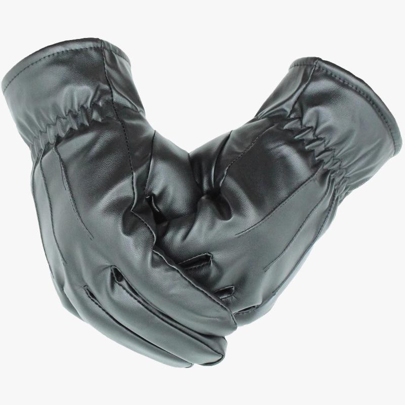 New warm and cold leather gloves men's waterproof Korean version trendy cool velvet thickened gloves women's cold protection