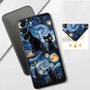Van Gogh Starry Night Cat Case for Xiaomi Redmi Note 12 Pro 7 8 11s 12s 13 Pro Plus 10S 9S 11 14 10 9 Funda Phone Cover