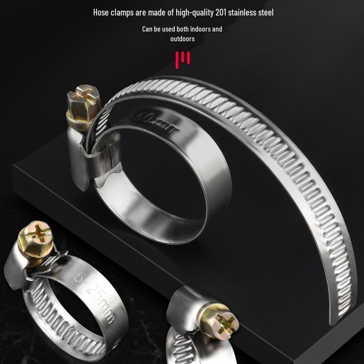 201 Stainless Steel Hose and Pipe Clamp for Water Pipes, Range Hoods, Washing Machines, and Gas Pipes