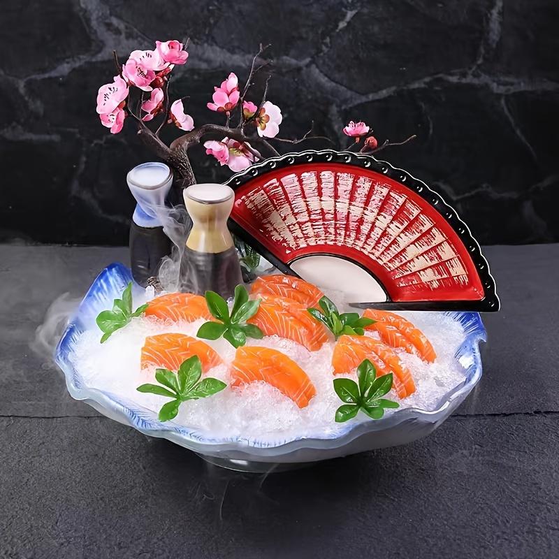 Japanese Style Ceramic Sushi Plate Fan Shaped Appetizer Sushi Dessert Serving Dish Plates Decorative Asian Artistic Dinner Lunch