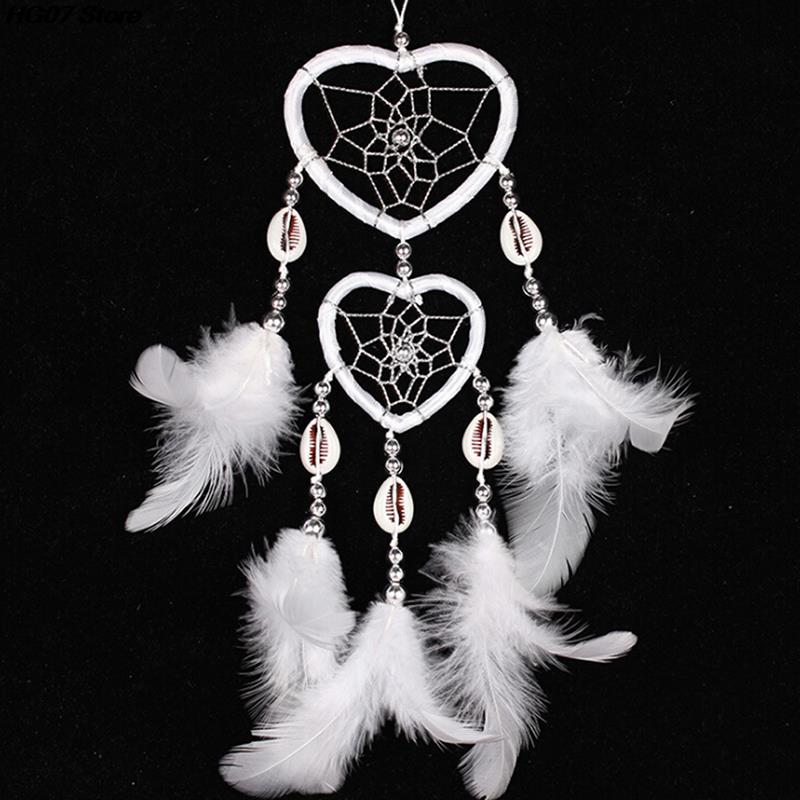 1Pc Indian Love Dream Catcher Wind Chimes Feather Decoration Home Decoration Wall Hanging Adornment Handmade Hanging Gift 7cm