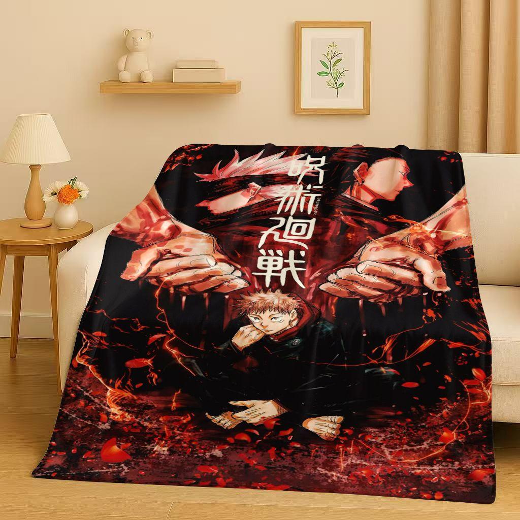 Anime Jujutsu Kaisen Cartoon Itadori Yuj Flanelldecke, Ultraweiche Warme Plüschdecke für Zuhause Schlafzimmer Bett Sofa Abdeckung Kindergeschenk