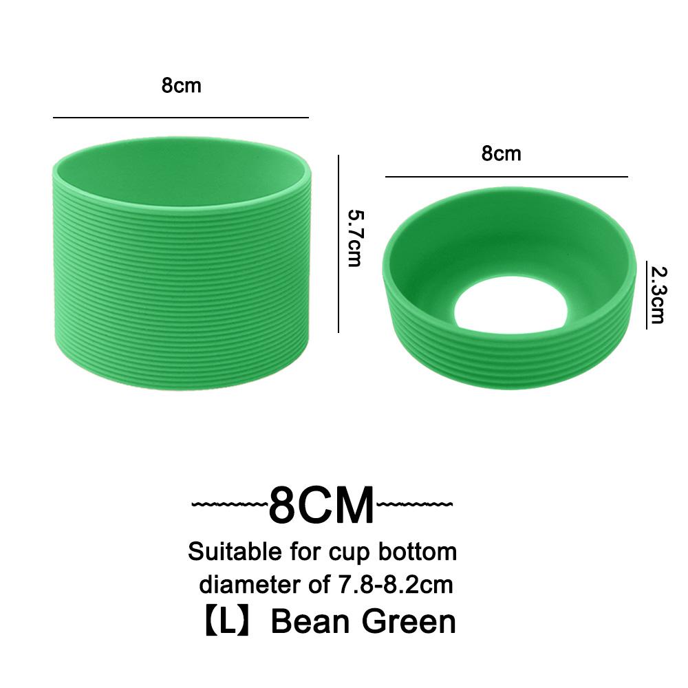 2Pc/Set 8cm 15 Colour Threaded Soft Silicone Cup Sleeve And Bottom Suit Heat Insulated Anti Slip Good Toughnes Odorless Elastic