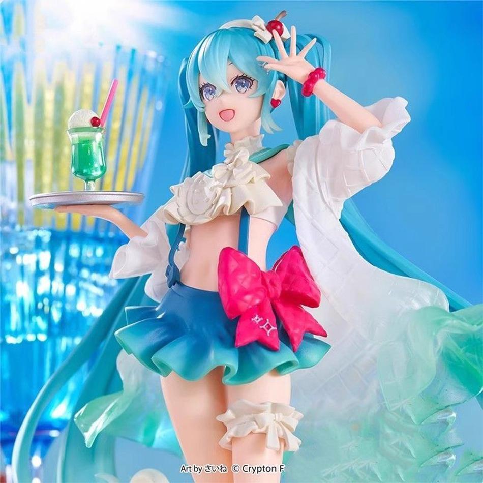 The Hatsune Miku figure Soda  cream dress The Props Desktop Decoration Collection PVC Model Toys Kids Gifts