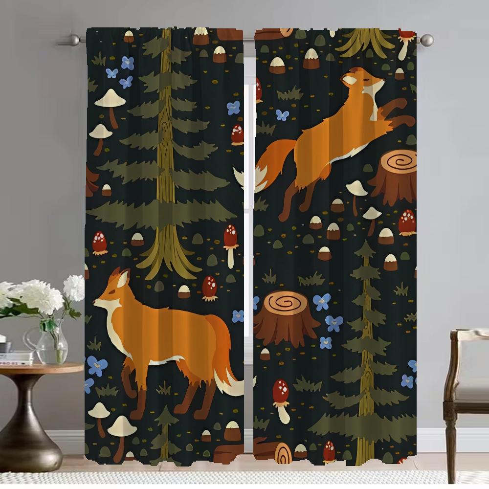 Forest Home Inredningsgardiner för Kamera Vardagsrumsgardiner Rullgardiner Tyll för Sovrum Halloweendekoration Gardiner 2 Delar