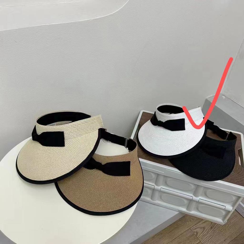 Straw Duck Tongue Empty Top Hat Children Cycling Beach Sunscreen Sunshade Headband Sun Hat Straw Hat Summer Face Cover