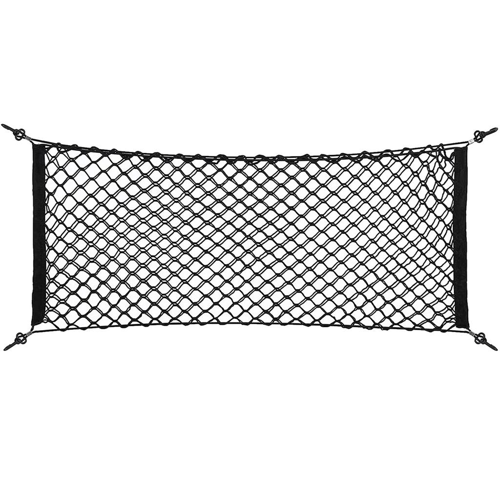35.5 x 15.7 Inch Rear Cargo Net Adjustable Elastic Mesh Storage Organizer Large Capacity Stretchable Trunk Storage Net