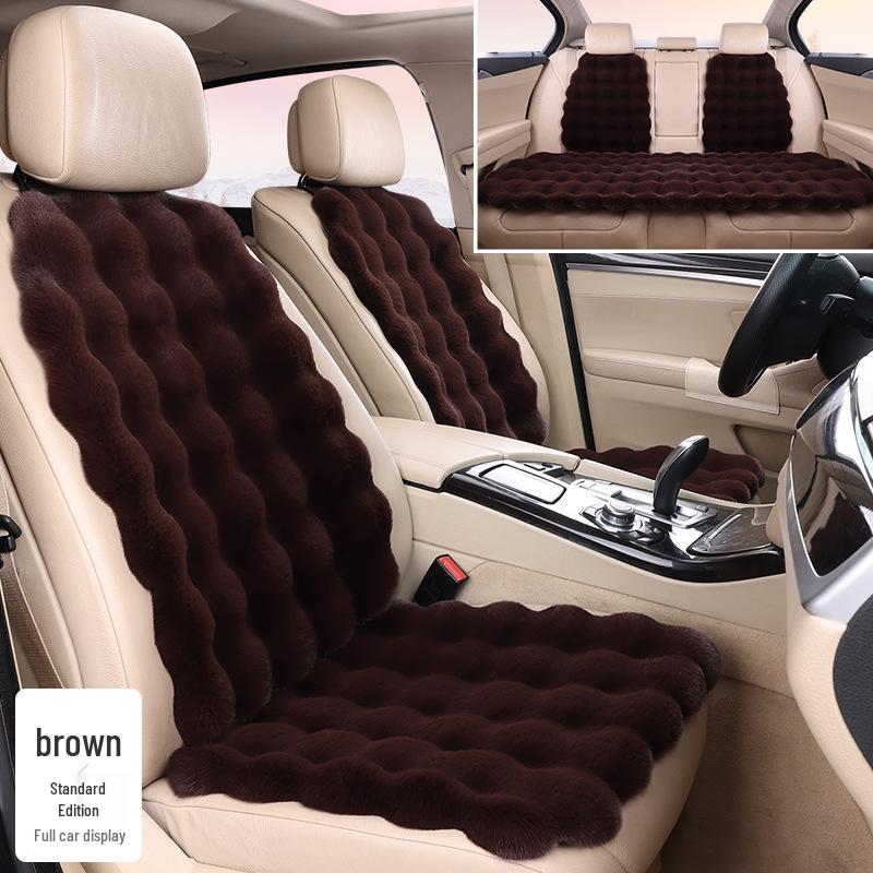 Plush Faux Rabbit Fur Car Seat Cushion: Luxurious Lumbar Support for Autumn and Winter Comfort