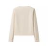 Womens Tweed Jacket Solid Color Round Neck Single Breasted Coat Elegant Casual Outerwear