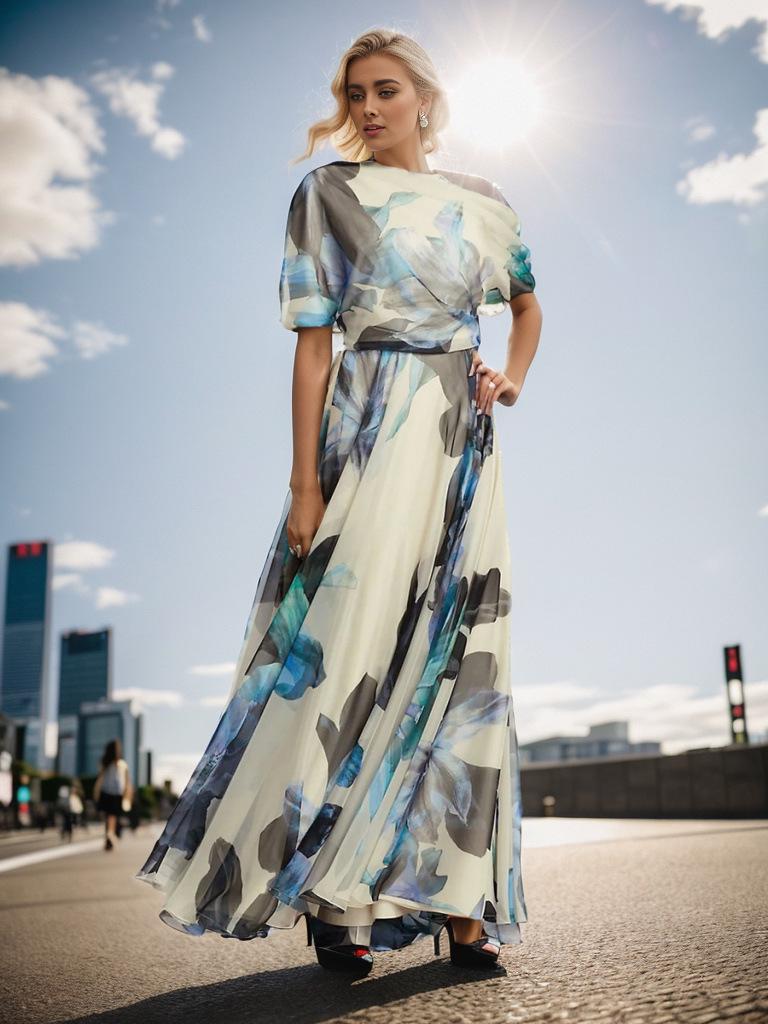 European & American Bohemian Style 2025 Lolita Summer Print Swing Dress