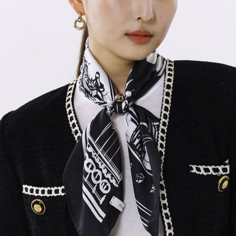 ONSZ Black and White Sketch Silk Scarf