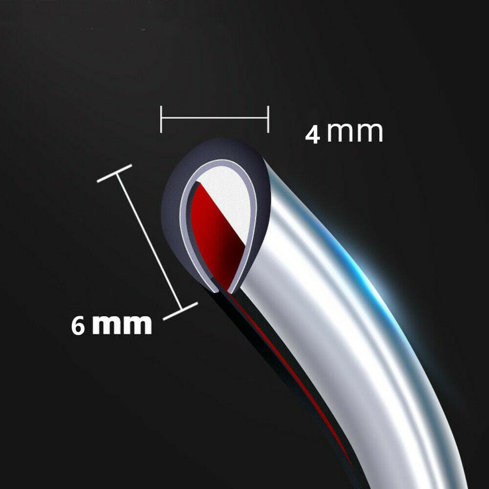 6M Car Door Chrome Moulding Edge Scratch Protection Strip Bumper Anti-collision Strip DIY Silver PVC Molding Decorative Strip