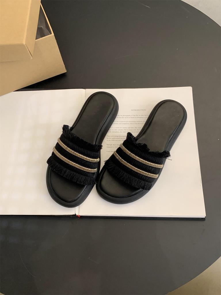 Platform Slippers Women Wear New Fairy Wind One-word Sandals Holiday Beach Shoes In Summer