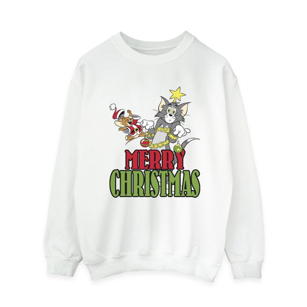 Tom And Jerry Womens/Ladies Merry Christmas Baubles Sweatshirt