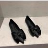 Fashion Flat Shoes for Women Spring Autumn 2025 New Casual Pointed Bow Green Black Plus Size 42 43 44 Women's Shoes Ladies Loafers