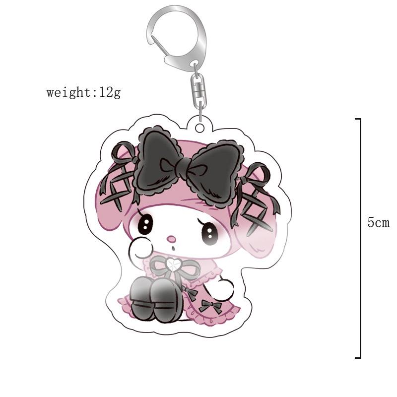 Sanrio Kuromi Pink Cat & Puppy Acrylic Keychain Anime Pendant