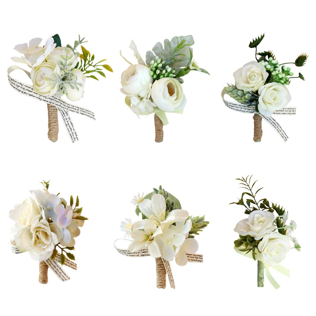 Bride and Groom Boutonniere Bridesmaid and Groomsmen Corsage Rose Boutonniere