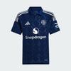Adidas Manchester United Brand Logo Fashion Logo Lapel Short-sleeved Away Football Jersey Men's Night Indigo Blue