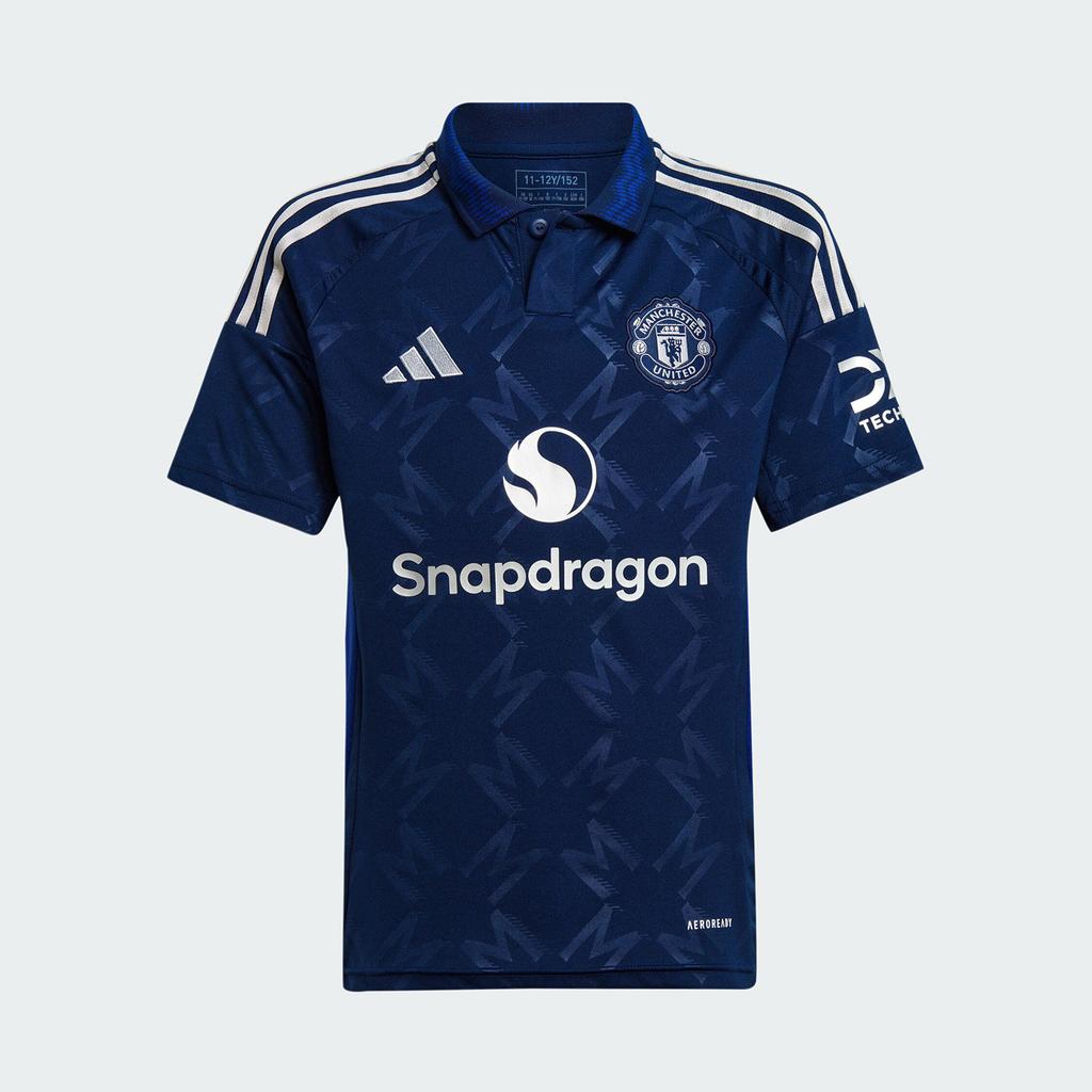 Adidas Manchester United Brand Logo Fashion Logo Lapel Short-sleeved Away Football Jersey Men's Night Indigo Blue