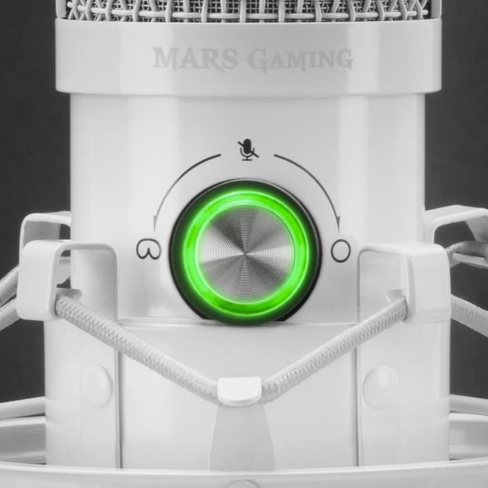 Microphone Studio - Mars Gaming - MMICX - Blanc - USB Plug &amp; Play - Haute Définition