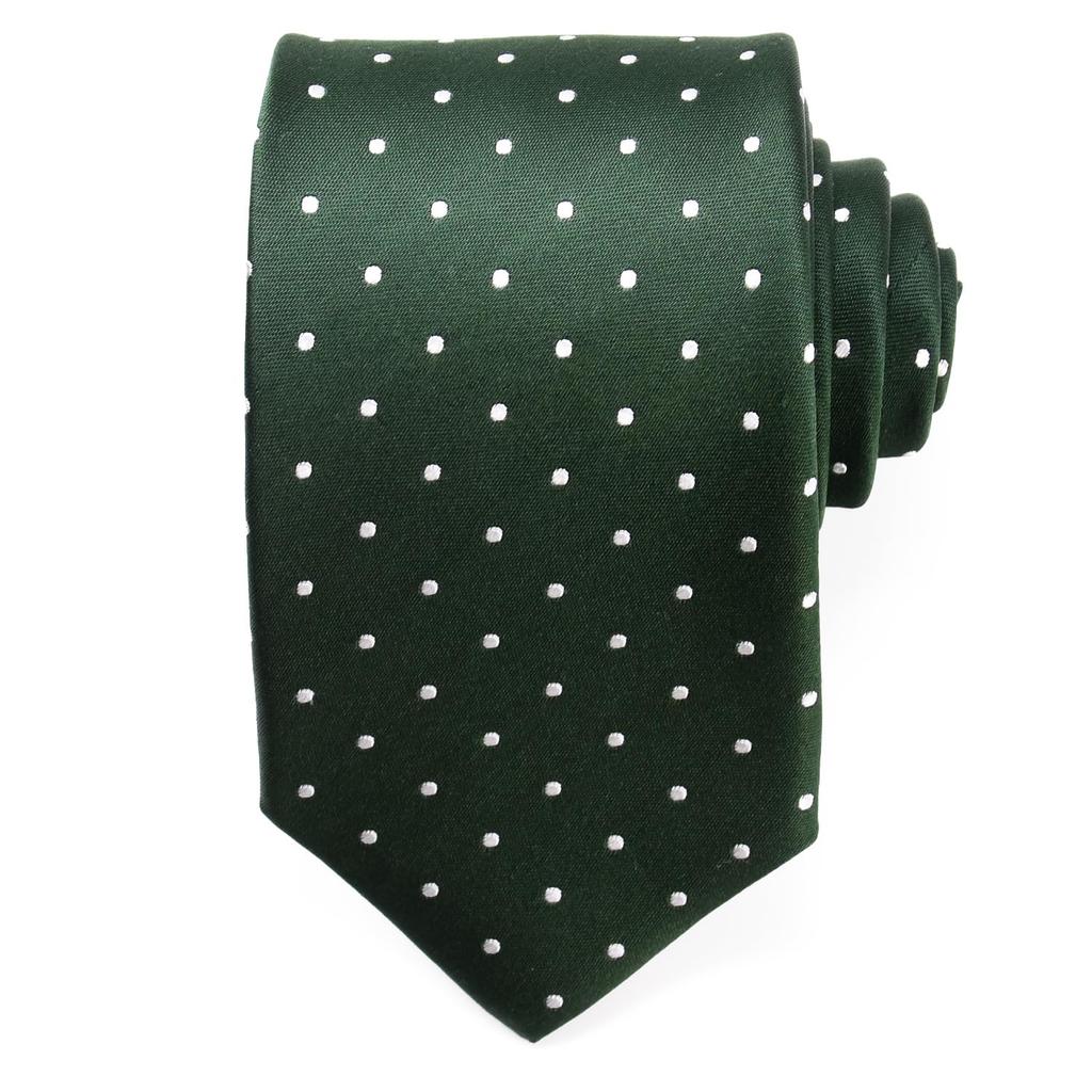 Michiko London Brand Made in Pin Dot Pattern Necktie, Japan, 100% Silk, (Green, B)