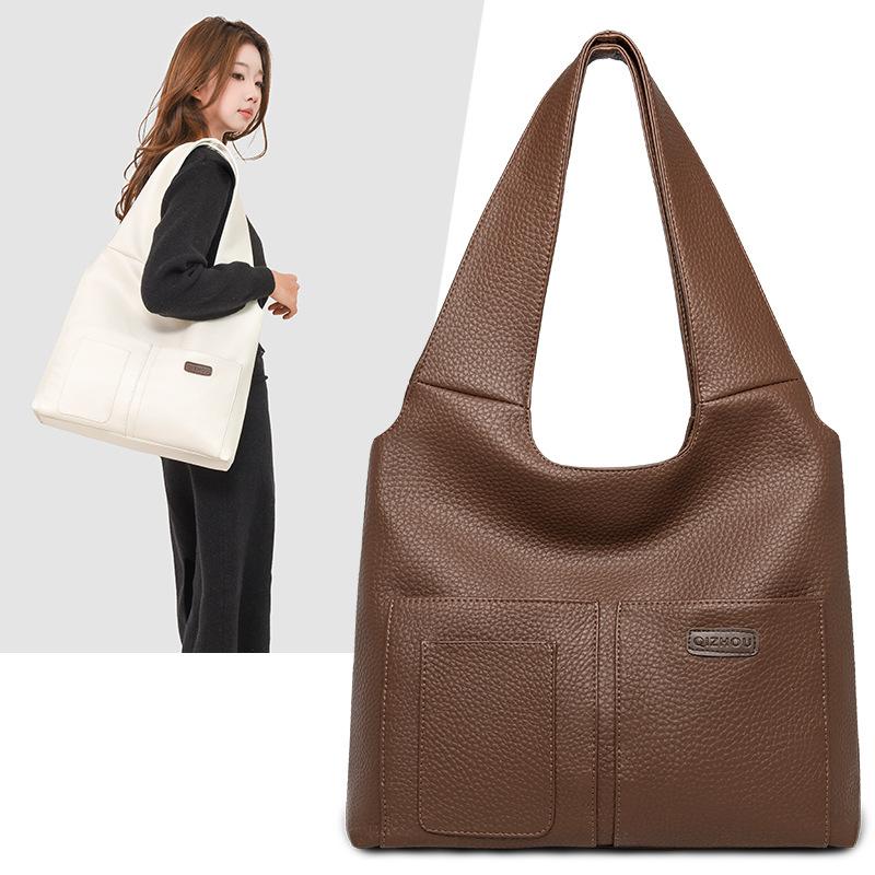 Large Capacity Tote Bag Women's Shoulder Underarm Handbag PU Commuter Bag
