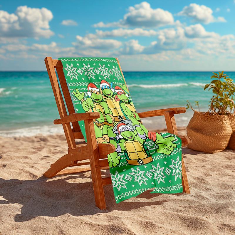 1Pc Turtles Christmas Sweaters Beach Towel, Quick Dry, Multi-Use for Beach Pool Gym Yoga Home Travel, Christmas, Halloween, Xmas Gift M92982
