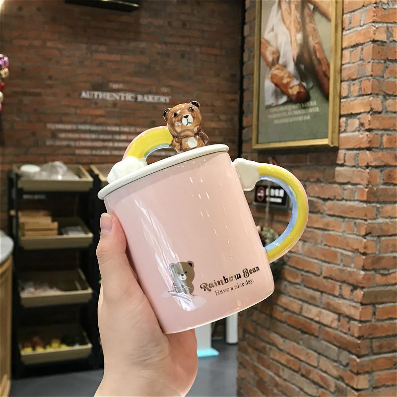 Creative Personality Mug Cute Girl Heart Cup Large Capacity Internet Celebrity Trendy Coffee Cup Household Ceramic Water Cup