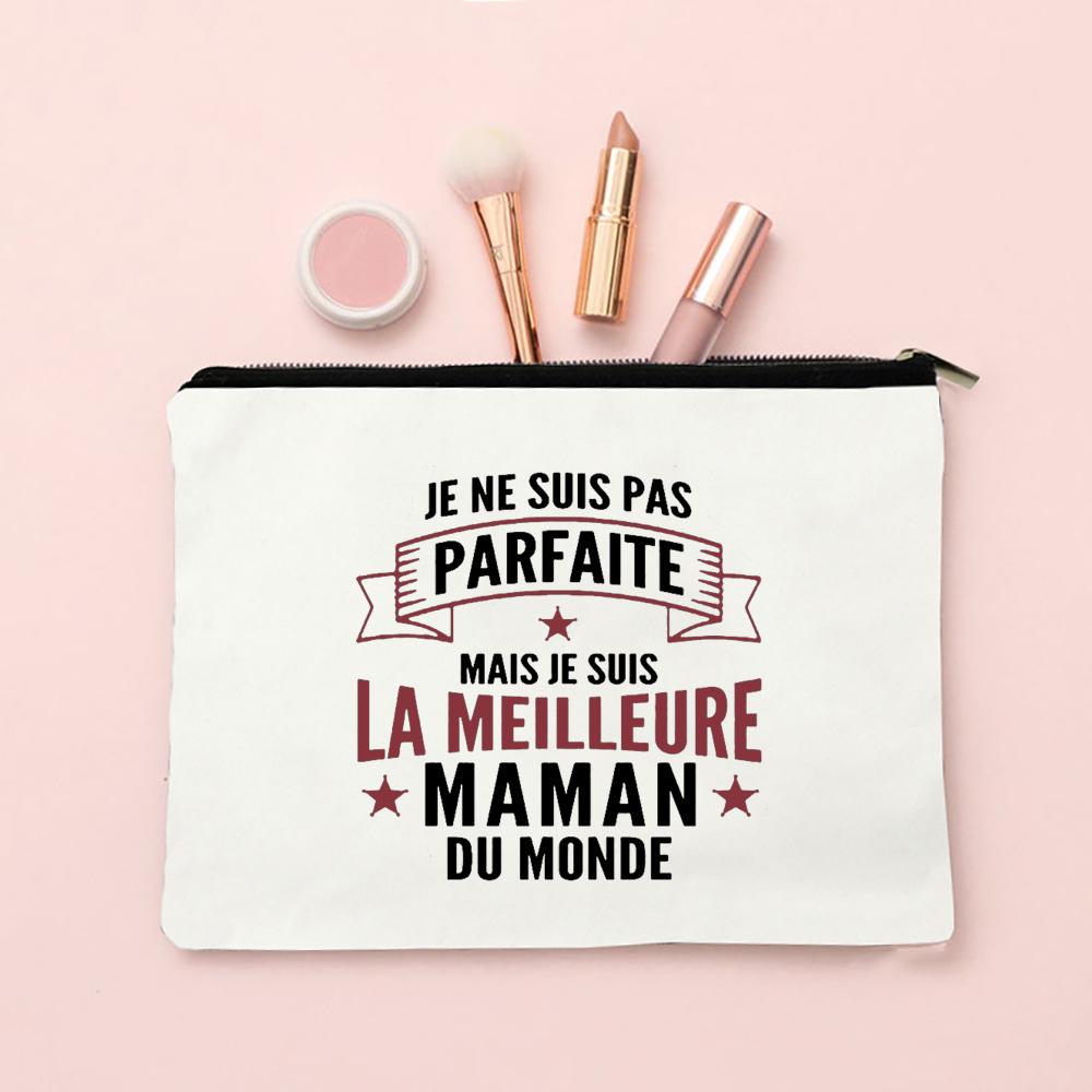 Best Mom French Printed Cosmetic Case Women Makeup Bags Travel Toiletry Organizer Female Wash Storage Pouch Mother's Day Gifts