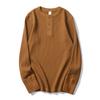Męska koszulka z długim rękawem Henley Waflowy splot Ciężka Slim Fit Codzienna Vintage Wiosenna Warstwa bazowa Góra
