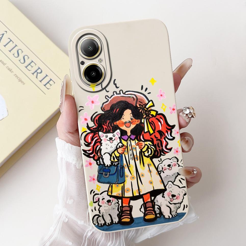 For Realme C67 4G RMX3890 Back Cover Realme C67 5G Case Girly Flower Butterfly Fashion Funda Soft Liquid Silicone Bumper Etui