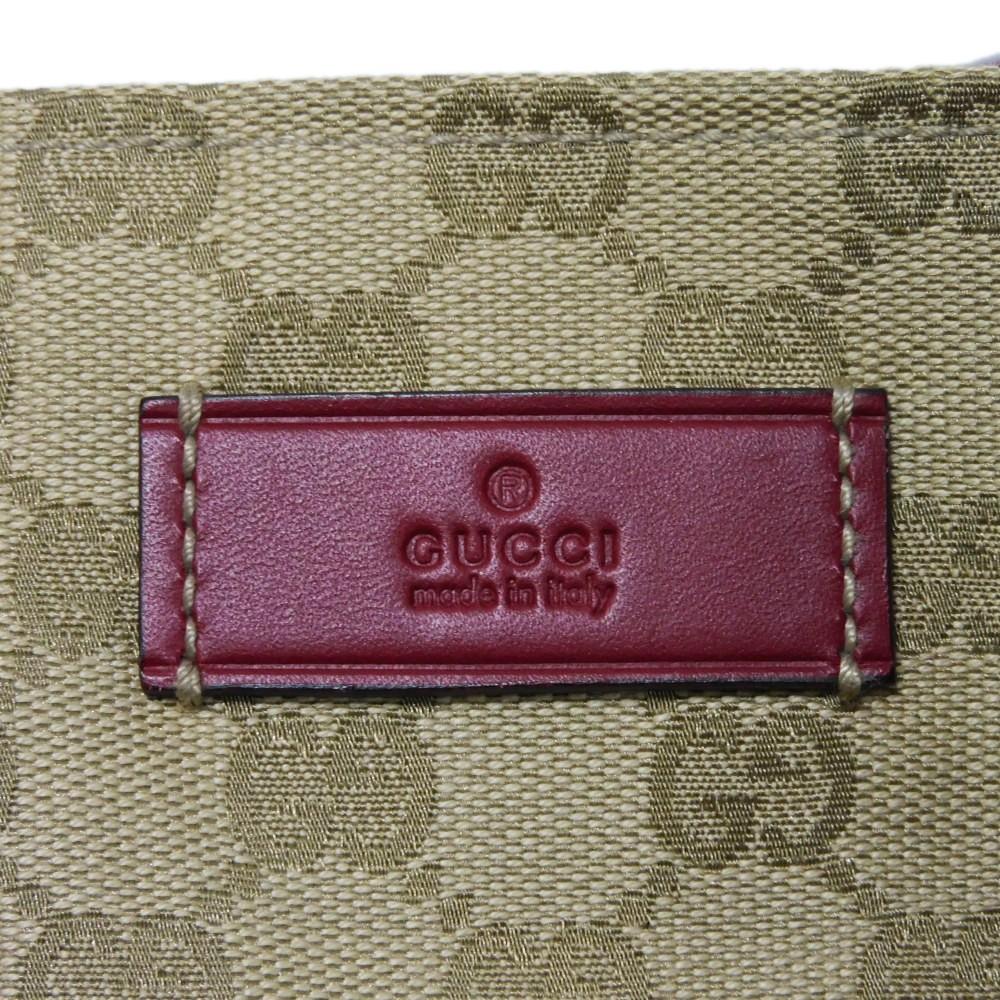Used 9539 Web Stripe Tote 131230 7924 Logo Embossed Leather Patch Double G Red GG Canvas Beige Unisex from Japan