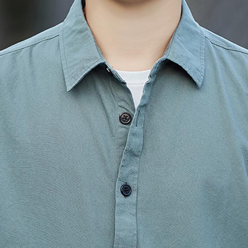 ROMON Men's Long-Sleeve Pure Cotton Business Casual Shirt