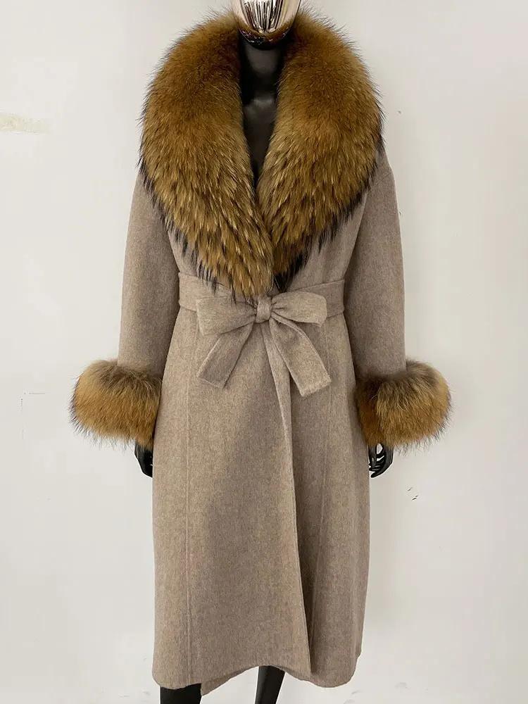 OFTBUY Wool Coat Women 2024 Autumn Winter Real Fox Fur Jacket Female Long Warm Natural Fox Fur Collar Fur Cuffs Coat Woolen Coat