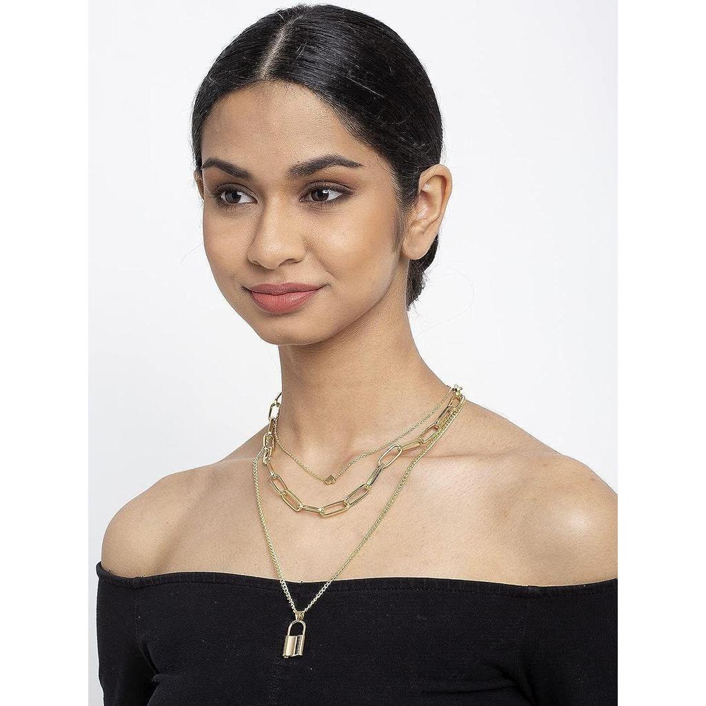 YouBella Jewellery for Women Lock and Heart Pendant Necklace for Women & Girls