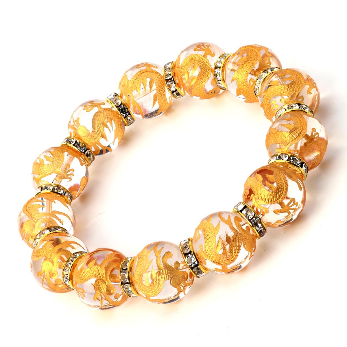 

Sekihui Gold Carved Five Claw Emperor Dragon Crystal 14mm Gold Rondelle Bracelet Natural Stone Prayer Beads Power Stone Men s [b538] жовтий