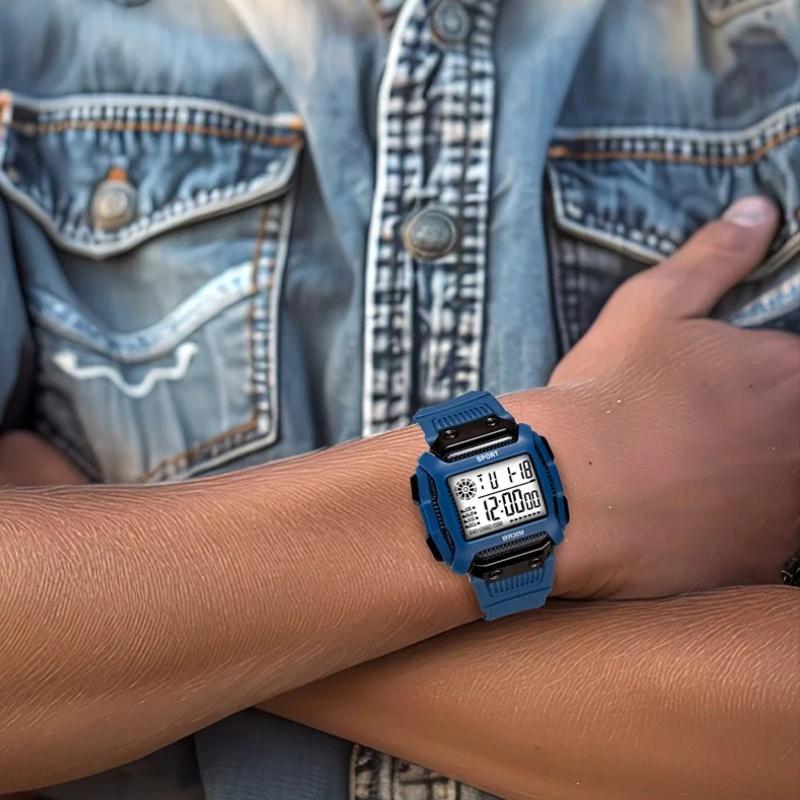 Męskie zegarki sportowe Wodoodporny Zewnętrzny Cyfrowy LED Budzik Zegarek elektroniczny