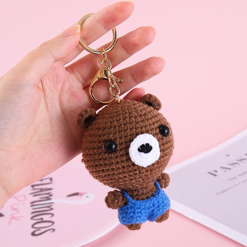 Funny Animal Doll Series Crochet Keychain Creative Knitting Animal Doll Keyrings For Bag Pendant Cute Puppy Knitted Car Keyrings