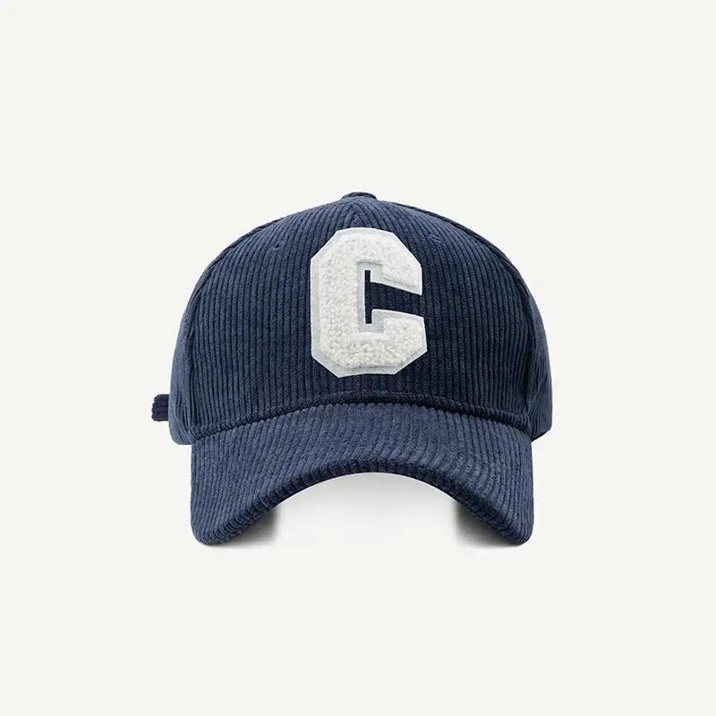 Corduroy Baseball Cap Ladirs Fashion C Letter Snapback Hat Adjustable Casual Hip Hop Cap For Men Outdoor Fishing Jogging