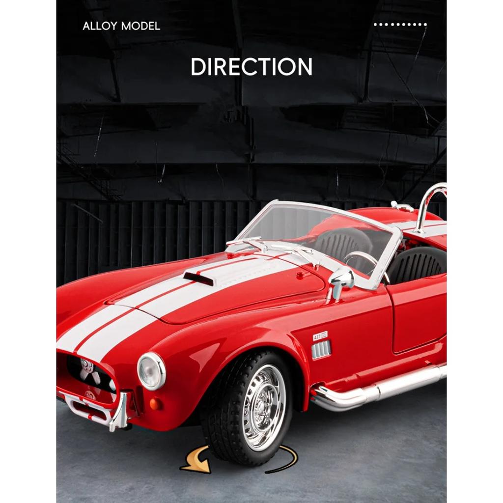 1/22 Ford 1965 Shelby Cobra 427 S/C Alloy Roadster Sports Car Model Diecast Metal Classic Car Vehicle Model Sound Light Kids Toy Gift