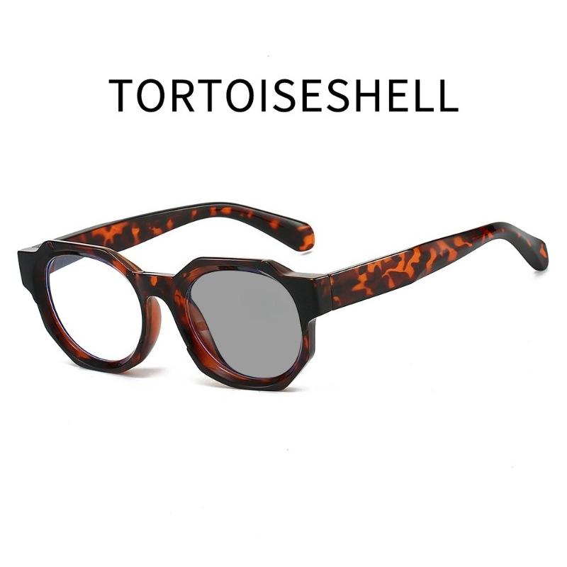 Luxury Design Photochromic Reading Glasses Fashion Polygon High Quality HD AntiBlue Light Color Cahnging Presbyopia  Eyeglasses