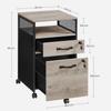 VASAGLE OFC077B02 Lockable Filing Cabinet Office Cabinet with Drawers, Universal Wheels, DIN A4 and Letter Format, Open Compartment, Steel Frame