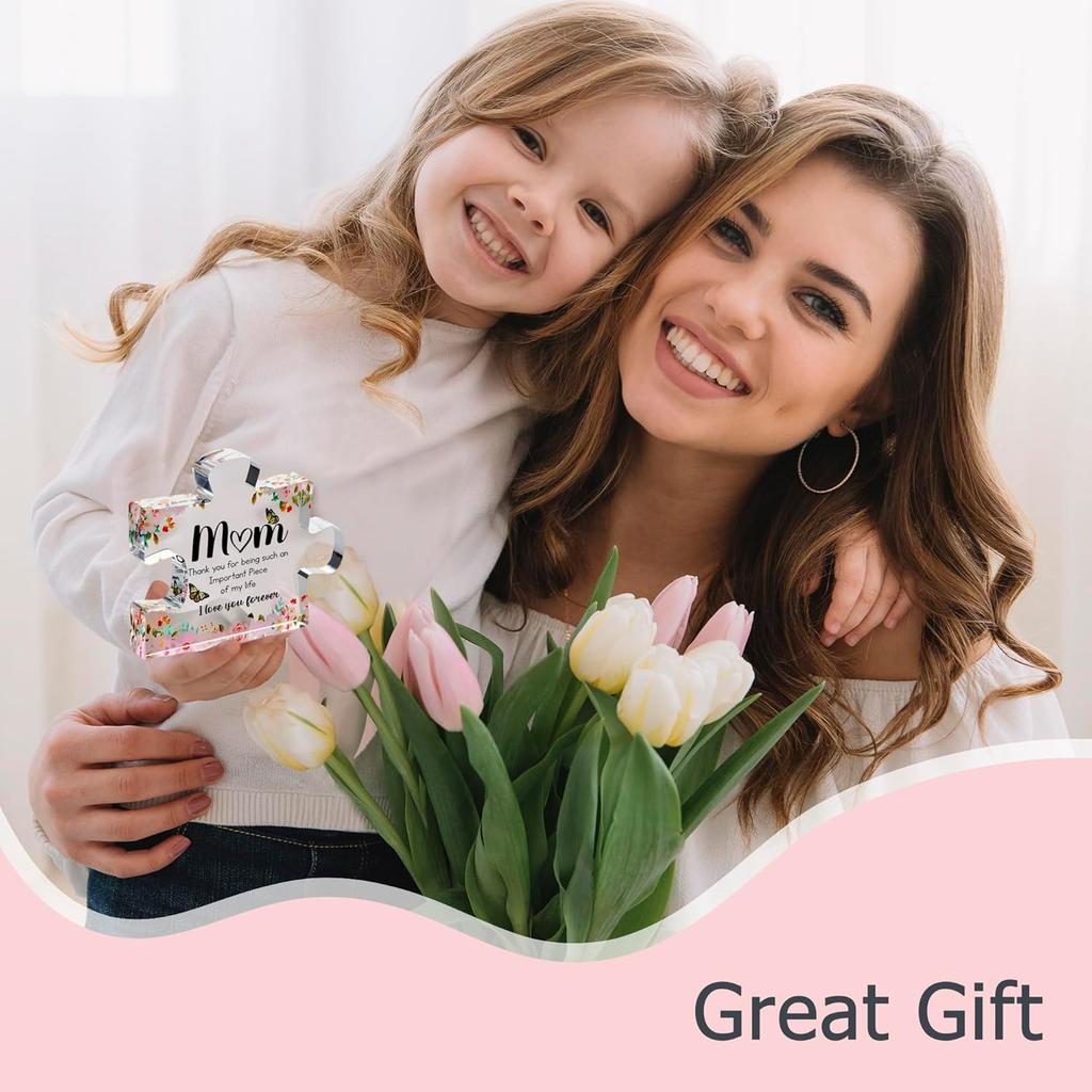 Mother's Day Gift Acrylic Block Puzzle Desktop Ornament Transparent Flower Letter Pattern Party Decoration Festival Supplies