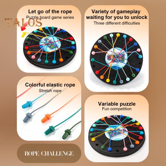 1 Set Kids Rope Untangling Game Twisted Rope Knot Board Game Logic Thinking Interactive Educational Colorful Elastic Rope Unhitching Toy
