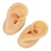 Silicone Ear Model Lifelike Flexible Reusable Left Right Ear Piercing Practice Model for Earrings Earphones Display Light Beige