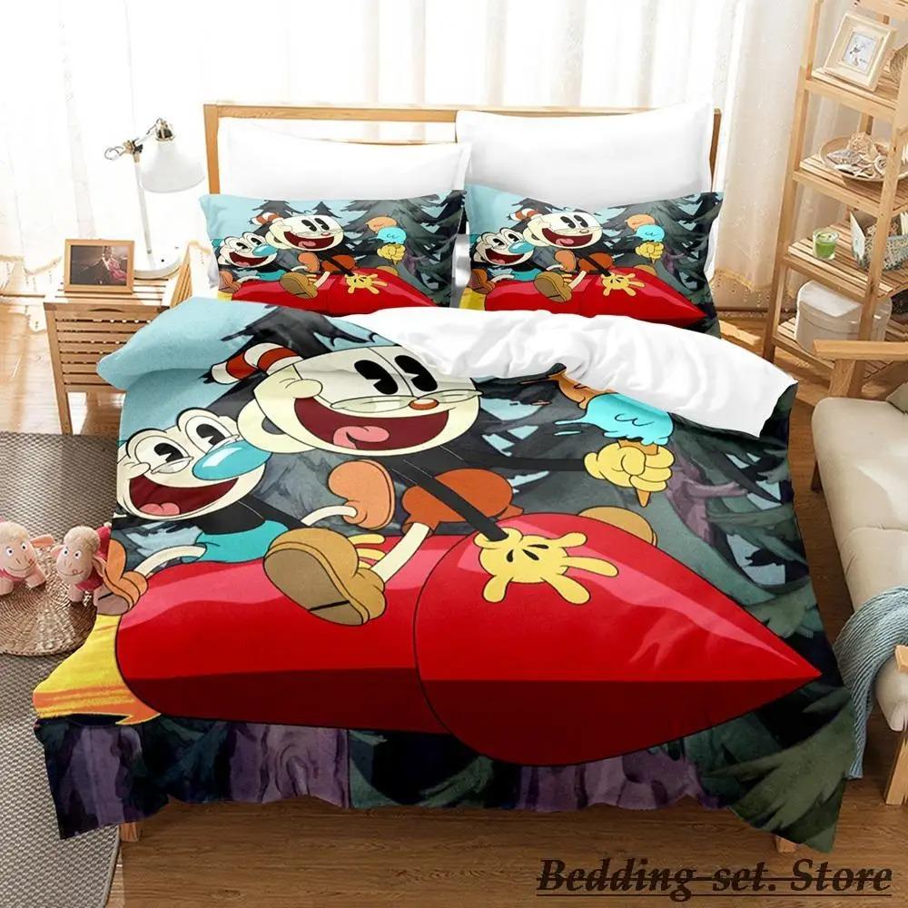

Game Cuphead Mugman Bedding Set Cartoon Anime three-piece set Adult Kid Bedroom Duvetcover Sets 3D Kawaii cama de casal 70x133cm 2pcs