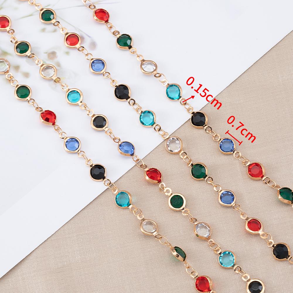 1 Meter/lot Mixed Color Crystal Glass Beads Chain Copper Chain for DIY Jewelry Making Necklace Bracelet Accessories Materials