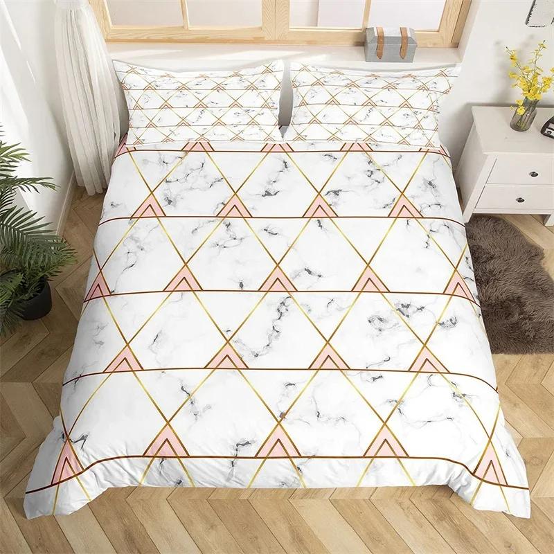 Geometric Duvet Cover Set Marble Bedding Set Microfiber Abstract Art Comforter Cover Single Full King Queen For Boys Girls Room